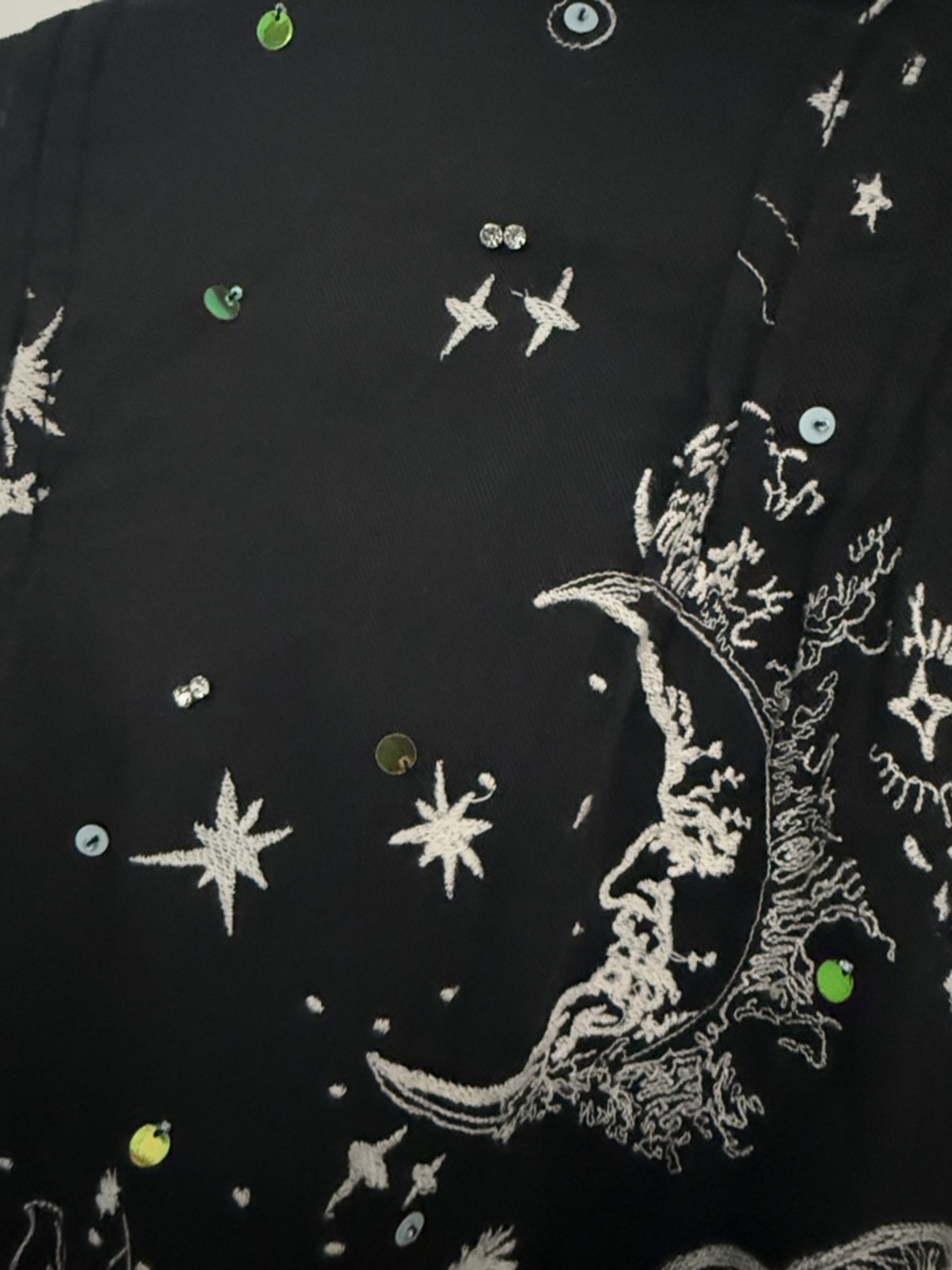 Anthropologie Black Celestial & Animal Button-Down Shirt - Picture 6 of 8